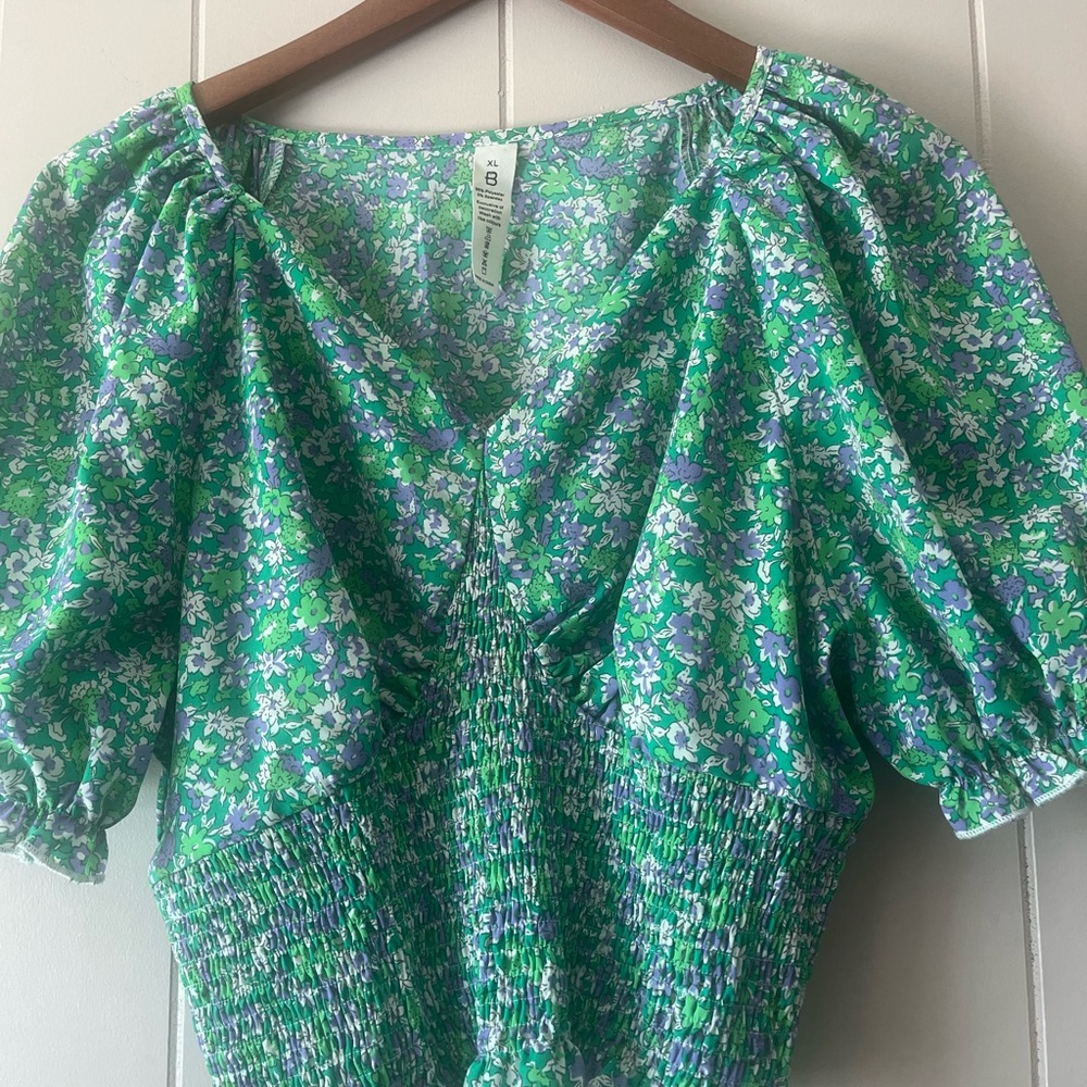 & Other Stories Green Floral Blouse